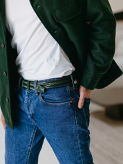 Genoa Stretch Leather Belt - Green