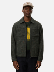 Les Deux Marseille Herringbone Wool Jacket Zip Up Outerwear Four Front Pockets Collared Zipped Jackets for Men Men’s Fall Winter Tops Duffel Bag Green Design Athens GA Georgia Kempt Menswear Store Near Me