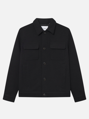 Les Deux Nash Twill Wool Jacket Black Texture Collared Button Up Front Pocket Winter Fall Men’s Outerwear Tops for Men Athens GA Georgia Kempt Menswear Store Near Me