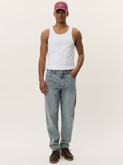 Les Deux Ryder Washed Denim Jeans Pants Loose Tapered Fit Light Indigo Wash Pants Bottoms for Men Athens GA Georgia Kempt Menswear Store Near Me