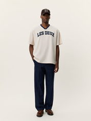 Les Deux Bronson Mesh T-Shirt Eggnog White Patch Stitch Sporty Men’s Top Tops for Men Athens GA Georgia Kempt Menswear Store Near Me