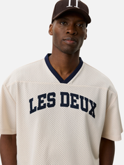 Les Deux Bronson Mesh T-Shirt Eggnog White Patch Stitch Sporty Men’s Top Tops for Men Athens GA Georgia Kempt Menswear Store Near Me