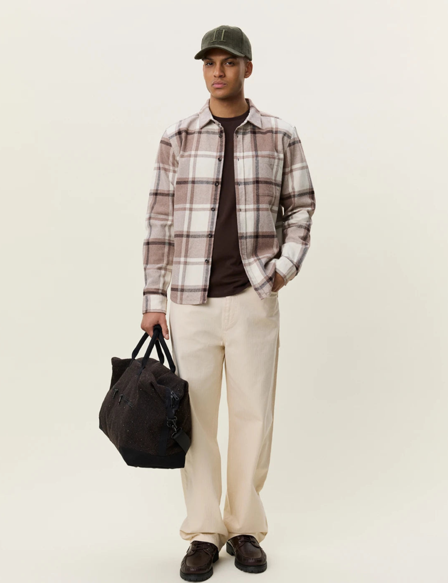 Les Deux Check Flannel Shirt Caribou Plaid Top - model full