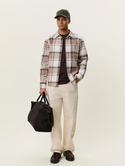 Les Deux Check Flannel Shirt Caribou Plaid Top - model full