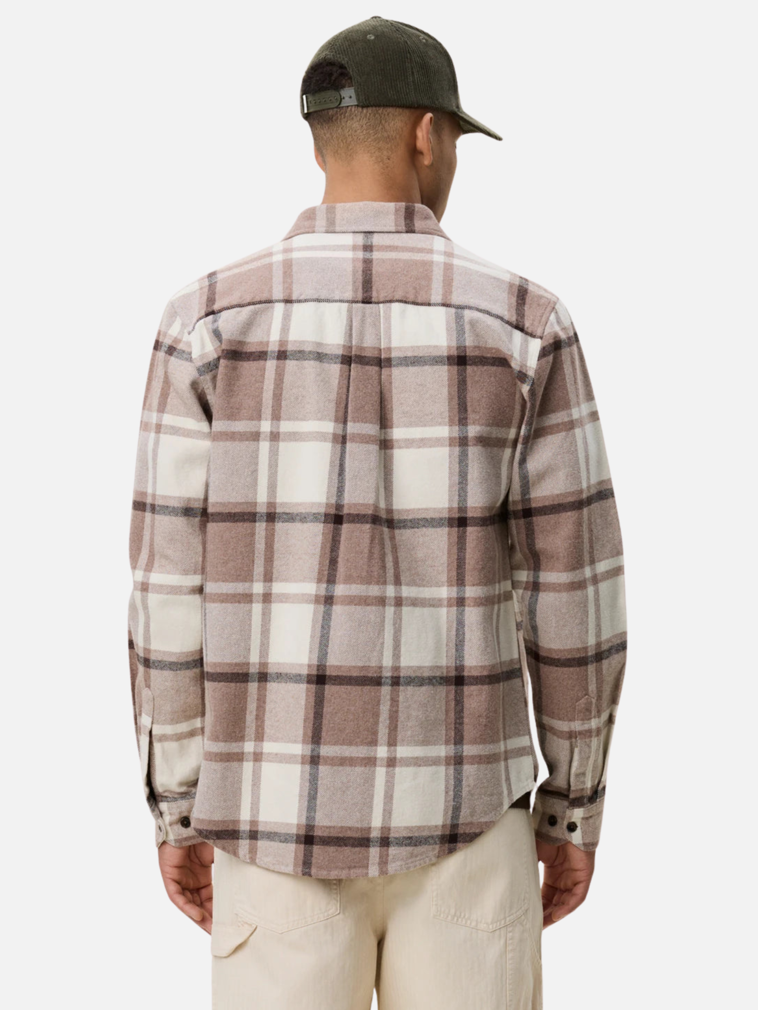Les Deux Check Flannel Shirt Caribou Plaid Top -  model zoom back