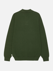 Les Deux Check Structure Knitted LS Polo Rifle Green Top - flat back