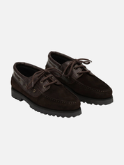 Les Deux Croco Mix Boatshoe Mole Brown Men’s Shoes - angle