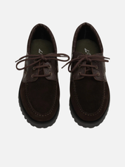Les Deux Croco Mix Boatshoe Mole Brown Men’s Shoes - top