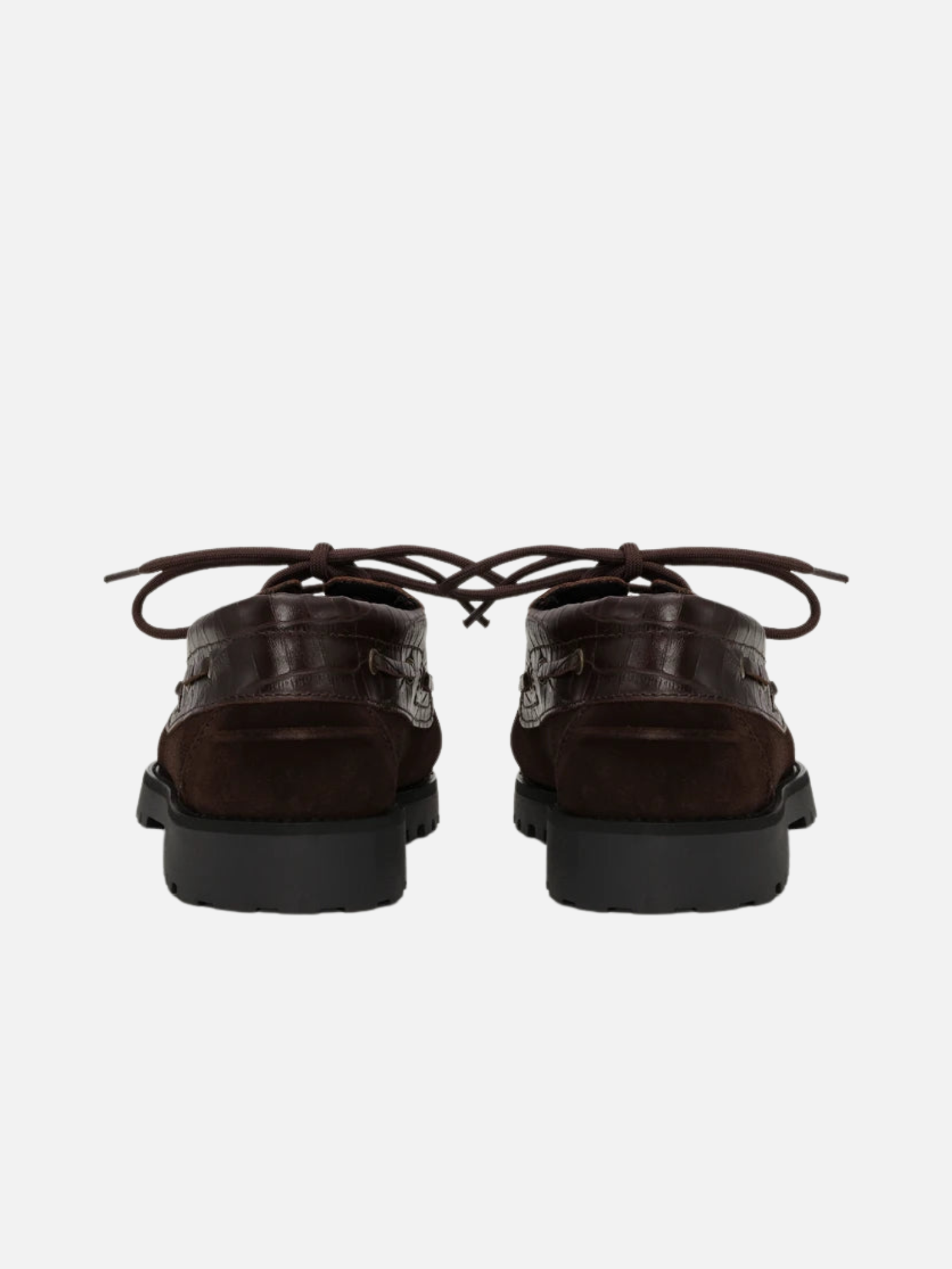 Les Deux Croco Mix Boatshoe Mole Brown Men’s Shoes - back