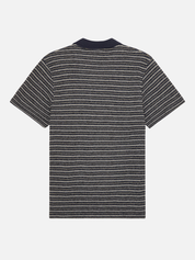 Les Deux Knitted Stripe Polo Dark Blue Night Men’s Shirts Tops for Men Collared Casual Vacation Outfit for Guys Athens GA Georgia Kempt Menswear Store Near Me