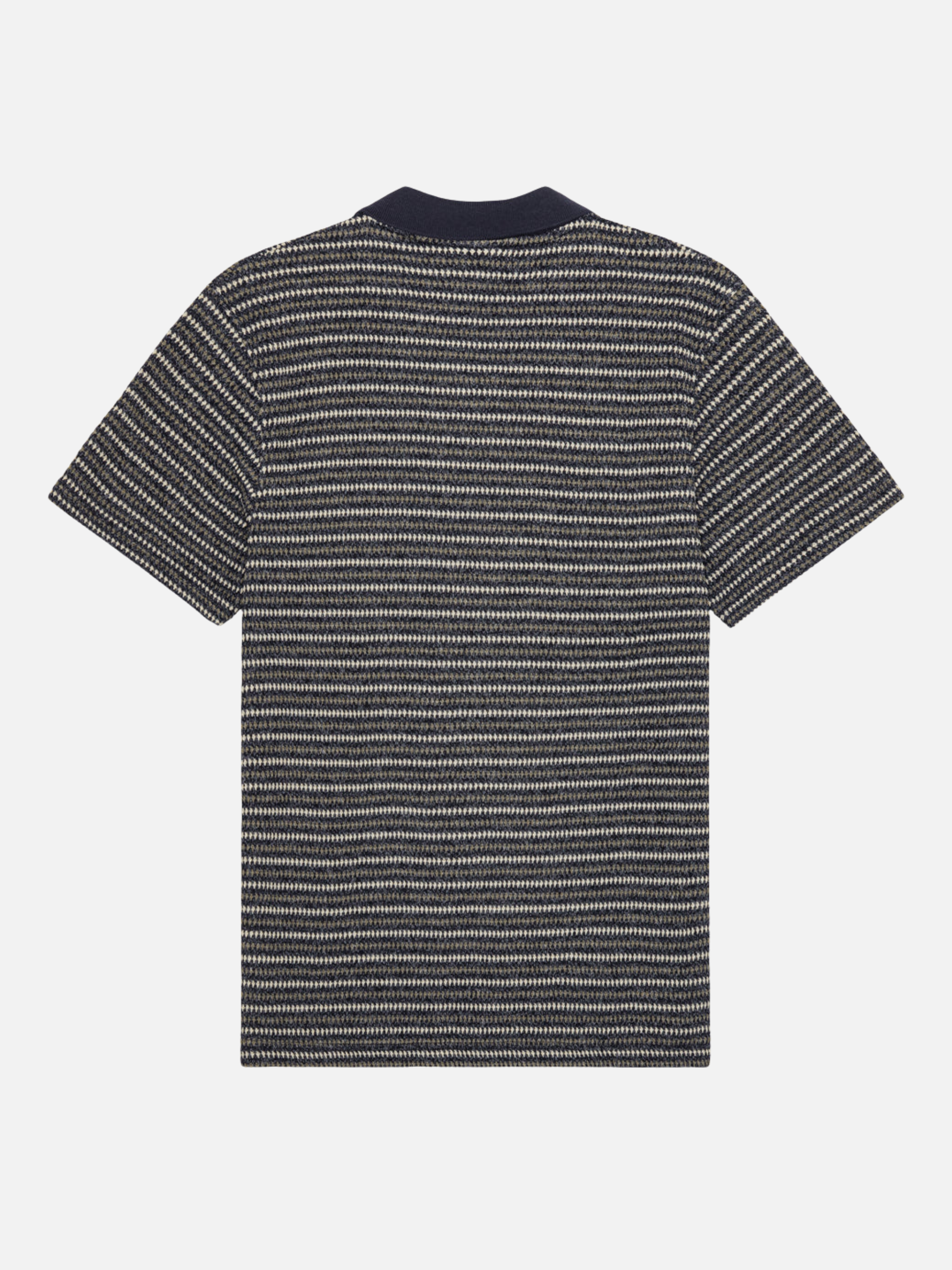 Les Deux Knitted Stripe Polo Dark Blue Night Men’s Shirts Tops for Men Collared Casual Vacation Outfit for Guys Athens GA Georgia Kempt Menswear Store Near Me