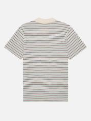Les Deux Knitted Stripe Polo Eggnog White Light Blue StripesMen’s Shirts Tops for Men Collared Casual Vacation Outfit for Guys Athens GA Georgia Kempt Menswear Store Near Me