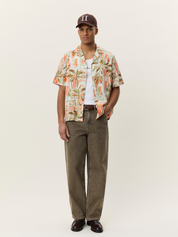 Les Deux Palm AOP All Over Print Raw Sienna Orange Multicolor Short Sleeve Collared Button Up Men’s vacation outfits tops for men Athens GA Georgia Kempt Menswear Store Near Me