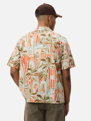 Les Deux Palm AOP All Over Print Raw Sienna Orange Multicolor Short Sleeve Collared Button Up Men’s vacation outfits tops for men Athens GA Georgia Kempt Menswear Store Near Me