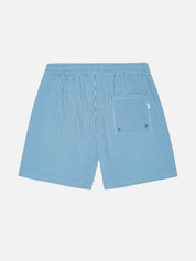 Les Deux Stan Stripe Seersucker Swim Shorts Palace Blue men’s Swimwear for Summer vacation Outfits Beach shorts for men Athens GA Georgia Kempt Menswear Store Near ME