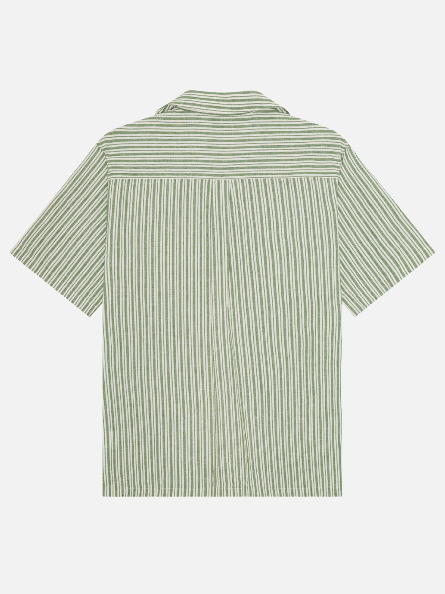 Les Deux Stripe Cotton Linen Short Sleeve Shirt Artichoke Green Men’s Tops for Men Summer Shirts for Guys Vacation Outfits for Him Collared Button Up SS Athens GA Georgia Kempt Menswear Store Near Me