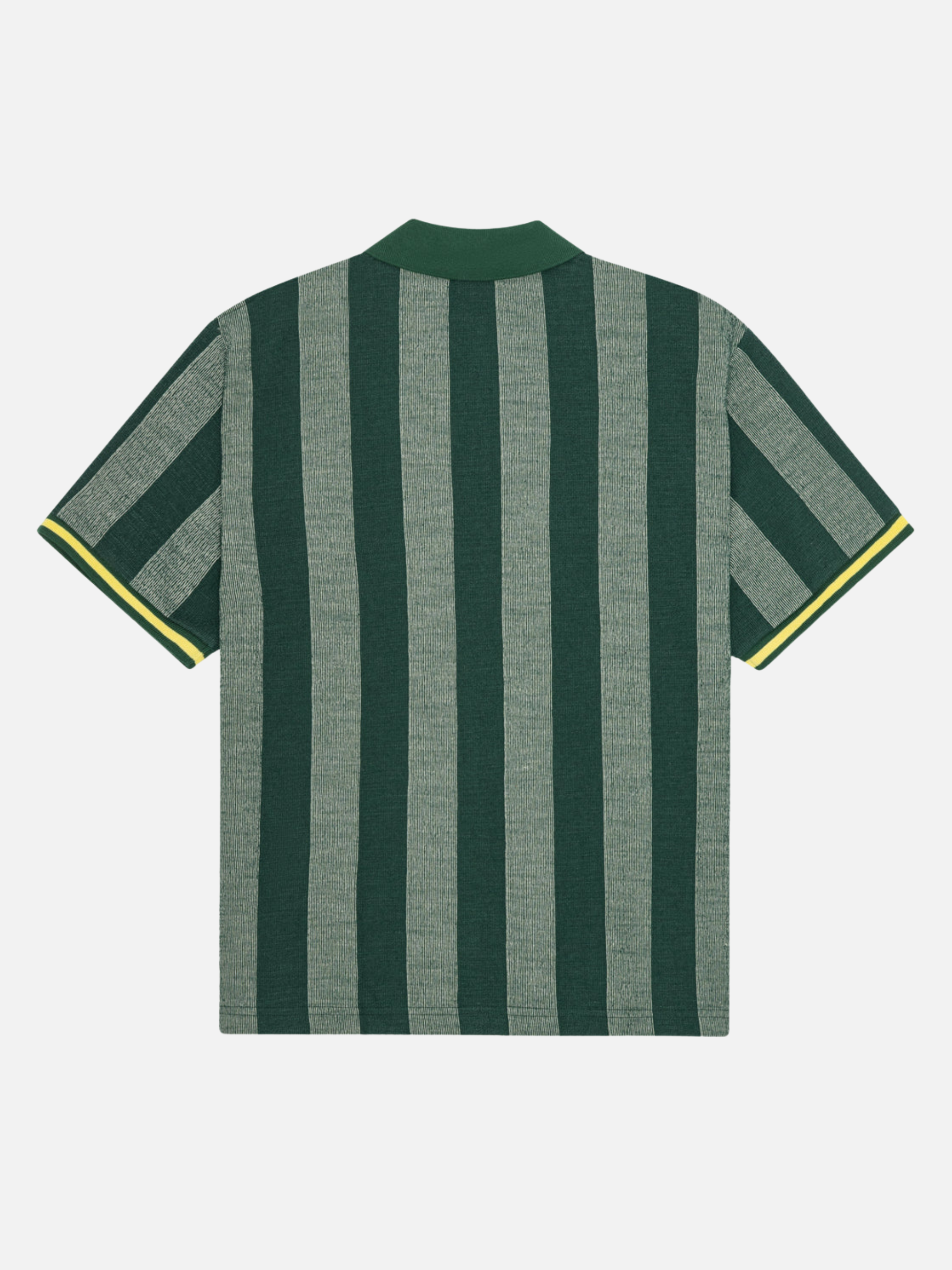 Les Deux Stripe Jacquard Football Jersey Pine Green Yellow Sporty Men’s Tops Lightweight Men’s Shirts for Men Athens GA Georgia Kempt Menswear Store Near Me
