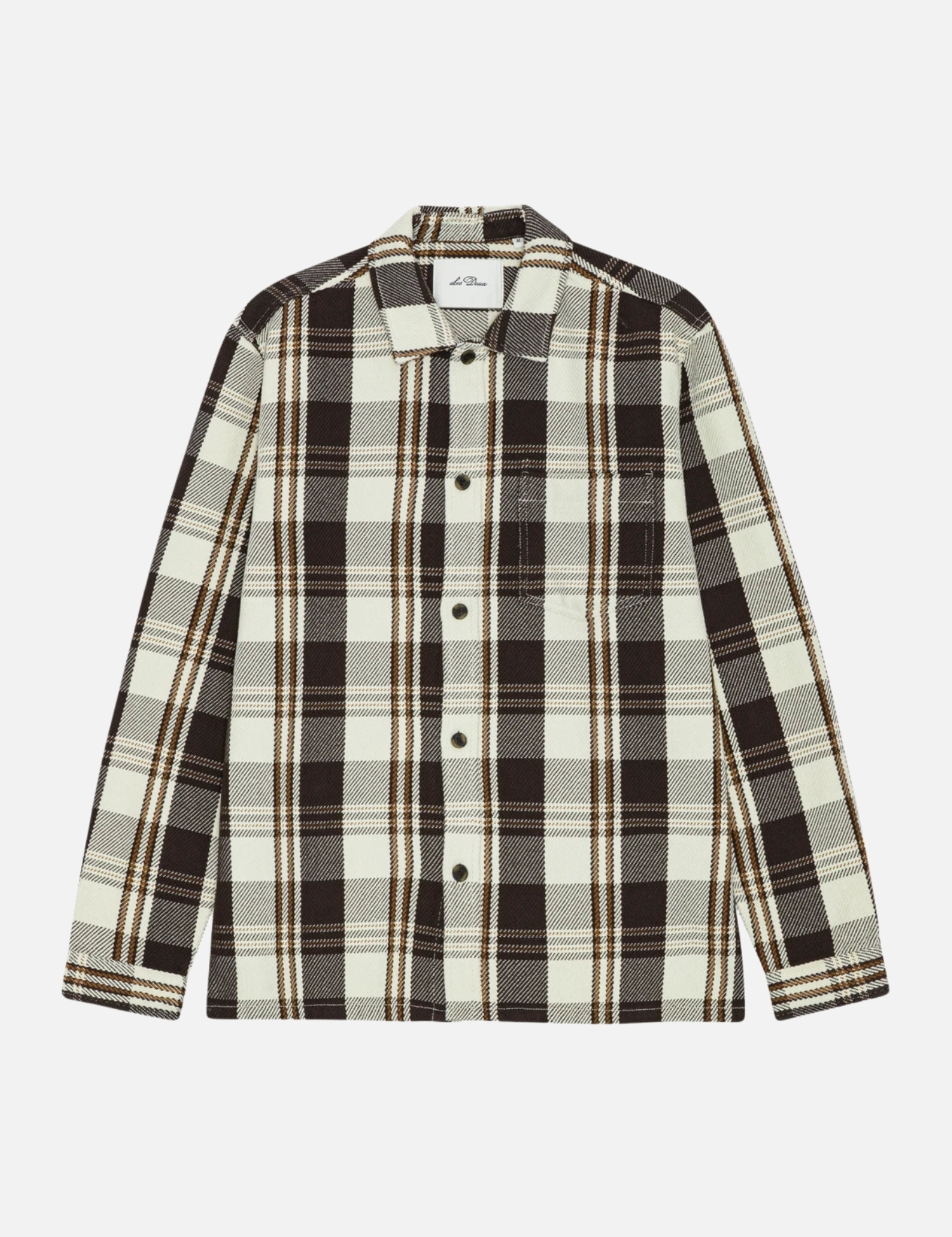 Les Deux Structured Check Overshirt Dark Sand - flat
