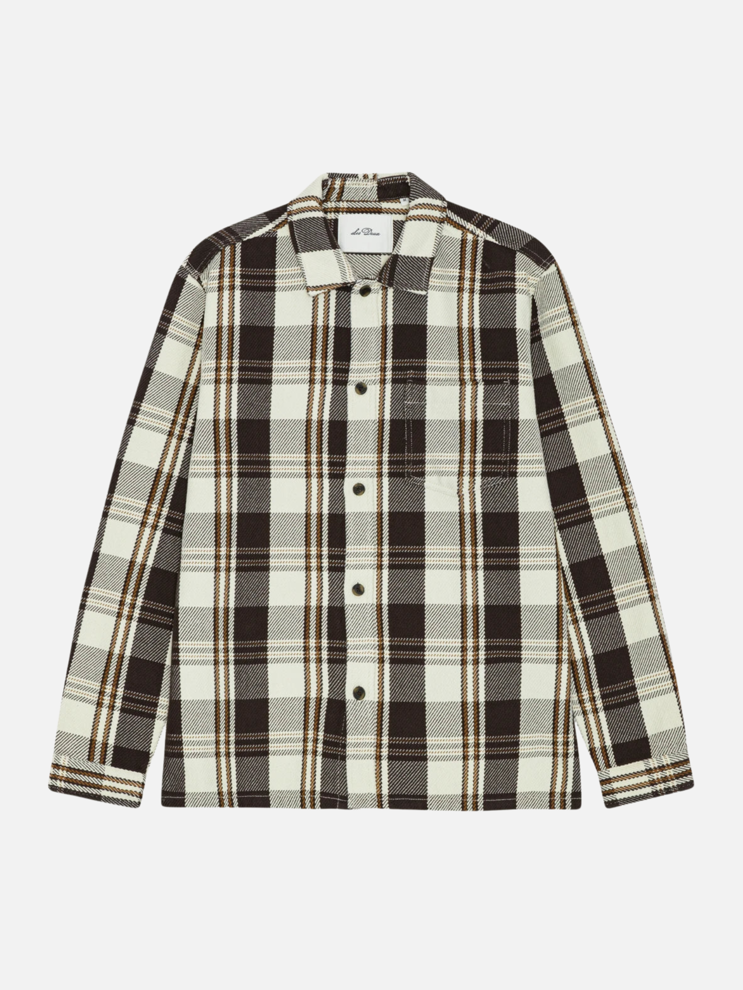 Les Deux Structured Check Overshirt Dark Sand - flat