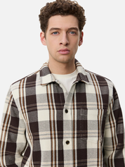 Les Deux Structured Check Overshirt Dark Sand - model front zoom