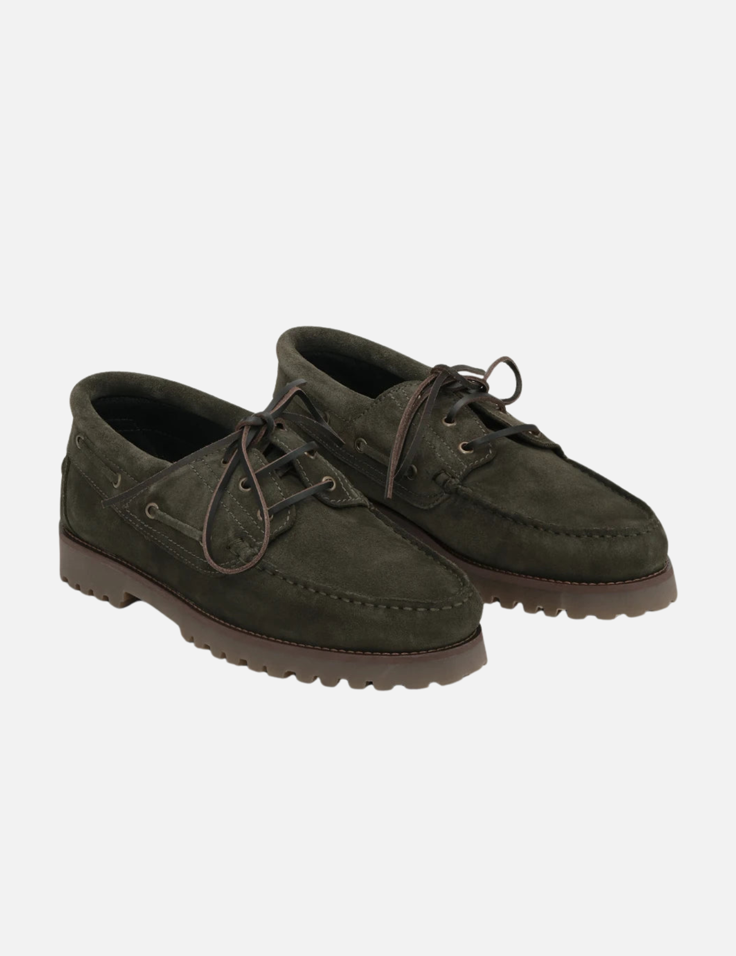 Les Deux Suede Boatshoe Rosin Green Men’s Shoes - angle