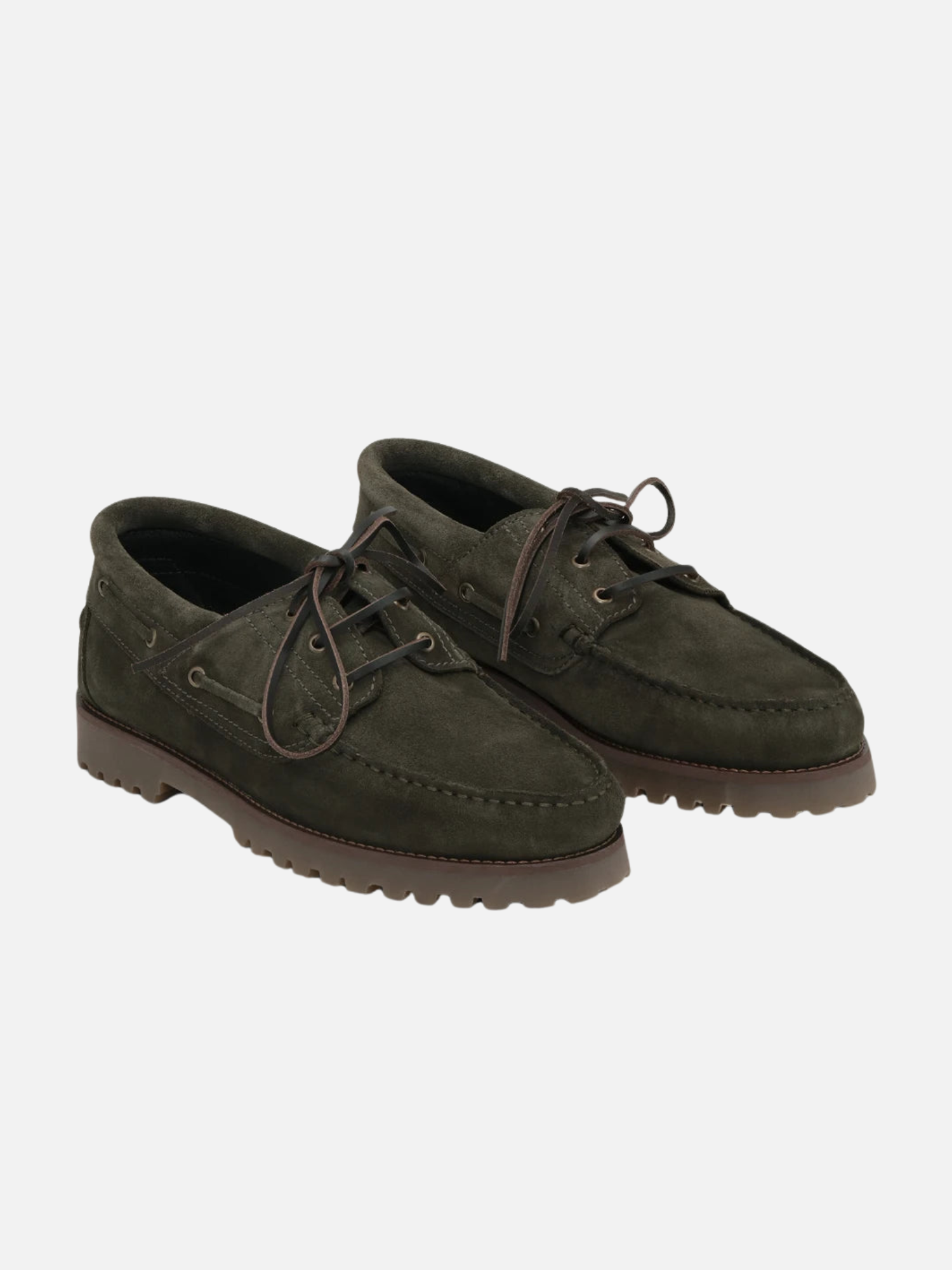 Les Deux Suede Boatshoe Rosin Green Men’s Shoes - angle