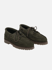 Les Deux Suede Boatshoe Rosin Green Men’s Shoes - angle