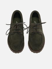 Les Deux Suede Boatshoe Rosin Green Men’s Shoes - top view