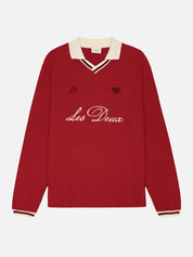 Les Deux Waffle LS Football Jersey Samba Red Top - front flat