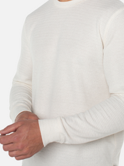 Liverpool Long Sleeve LS Crew Cream White Shirt Double Knit Texture Fall Winter Men’s Tops for Men Athens GA Georgia Kempt Menswear Store Near Me