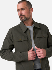 Liverpool Garrison Zip Up Jacket Canvas Cotton Pine Grove Green Winter Outerwear - Front Model