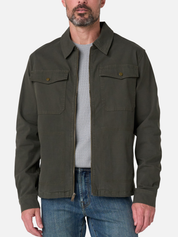 Liverpool Garrison Zip Up Jacket Canvas Cotton Pine Grove Green Winter Outerwear - Front Model 