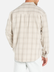 Liverpool Nerja Overshirt Oat Light Blue Multicolor Plaid Pattern Over Shirt for Spring Light Outer Layer for Spring Summer Outfits for Guys Men’s Tops Long Sleeve Collared Button Up Athens GA Georgia Kempt Menswear Store Near Me