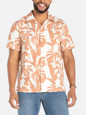 Liverpool Oahu Camp Shirt Clay Multi Orange Cream Floral Pattern Short Sleeve Button Up Collared Shirt for Men Men’s Summer Tops for Guys Vacation Outfits Athens GA Georgia Kempt Menswear Store Near Me