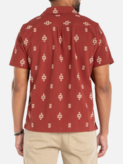 Liverpool Riad Camp shirt Red Oat Geometrical Pattern Short Sleeve Collared Button Up Vacation Shirt for Men Men’s Tops for Guys Spring Summer Outfits Athens GA Georgia Kempt Menswear Store Near Me