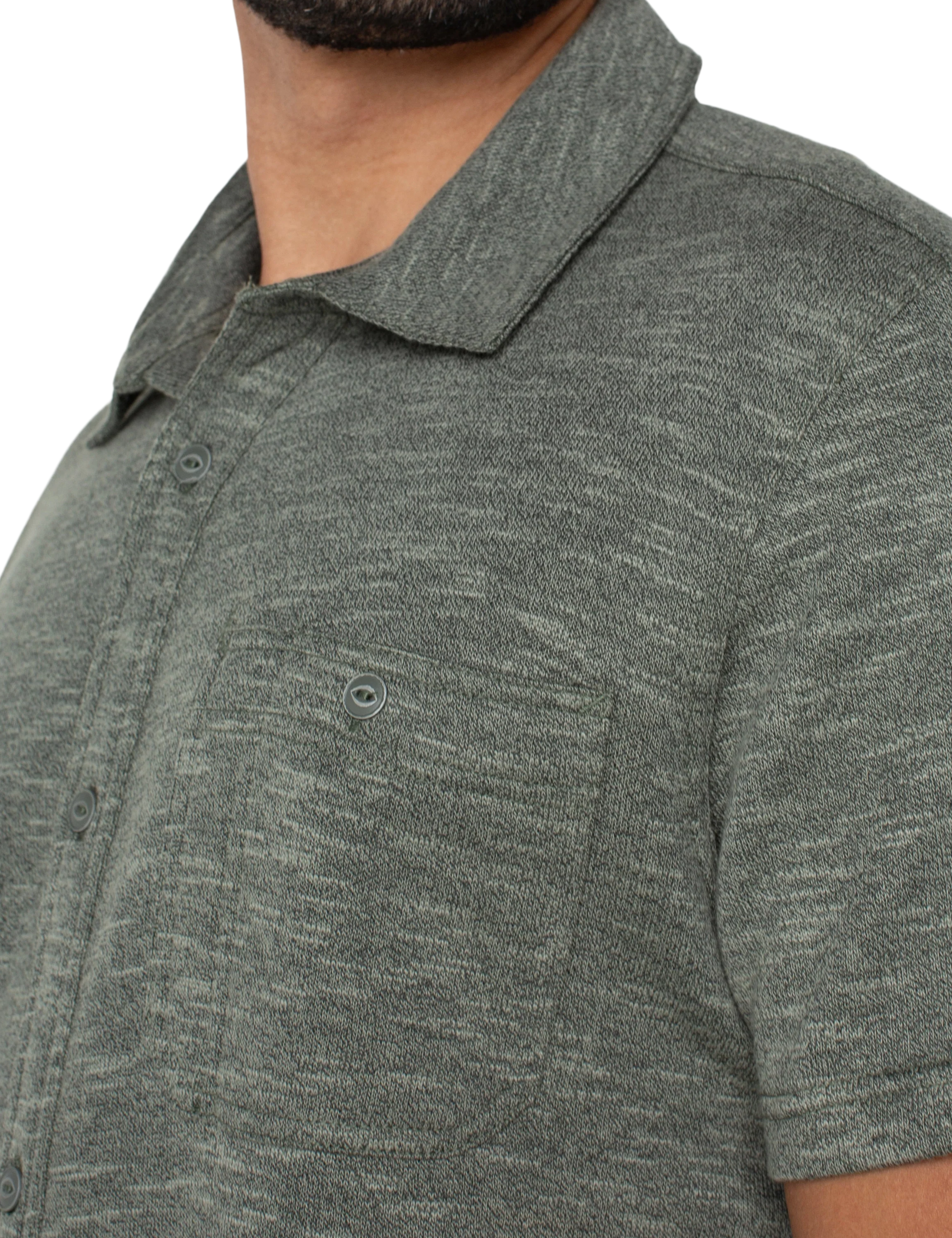 Liverpool Knit SS Button Up Heather Sage Shirt Kempt Mens Shop Athens Georgia