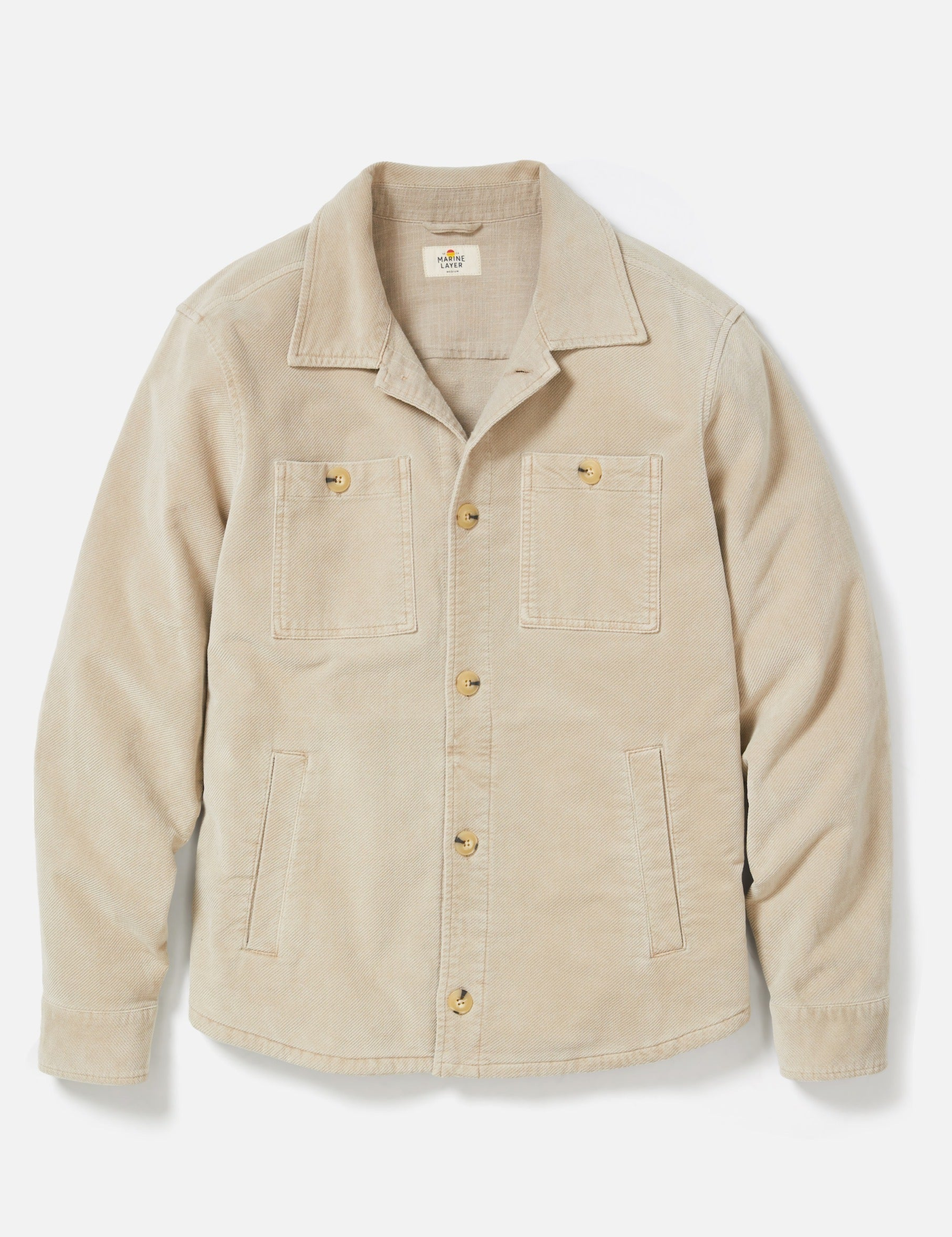 Marine Layer Max Moleskin Overshirt Taupe Cream LS Long Sleeve Collared Button Up Men’s Fall Winter Top Tops for Men Athens GA Georgia Kempt Menswear Store Near Me