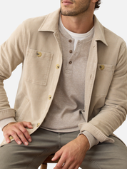 Marine Layer Max Moleskin Overshirt Taupe Cream LS Long Sleeve Collared Button Up Men’s Fall Winter Top Tops for Men Athens GA Georgia Kempt Menswear Store Near Me