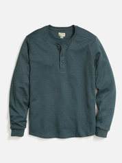Marine Layer Pacifica Stretch Soft Henley LS Long Sleeve Shirt Top Green Gables Blue Men’s Fall Winter Tops for Men Athens GA Georgia Kempt Menswear Store Near Me
