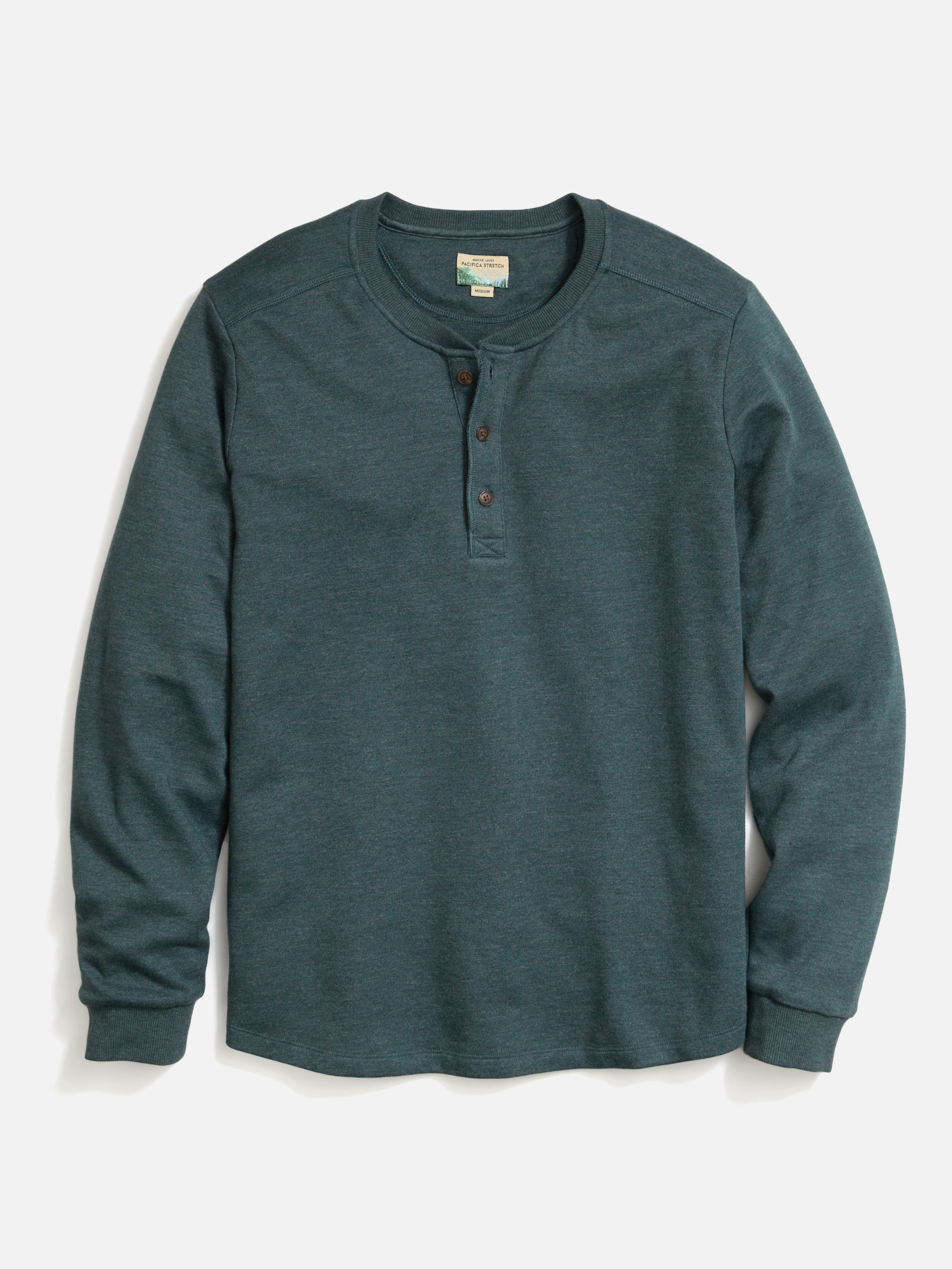 Marine Layer Pacifica Stretch Soft Henley LS Long Sleeve Shirt Top Green Gables Blue Men’s Fall Winter Tops for Men Athens GA Georgia Kempt Menswear Store Near Me