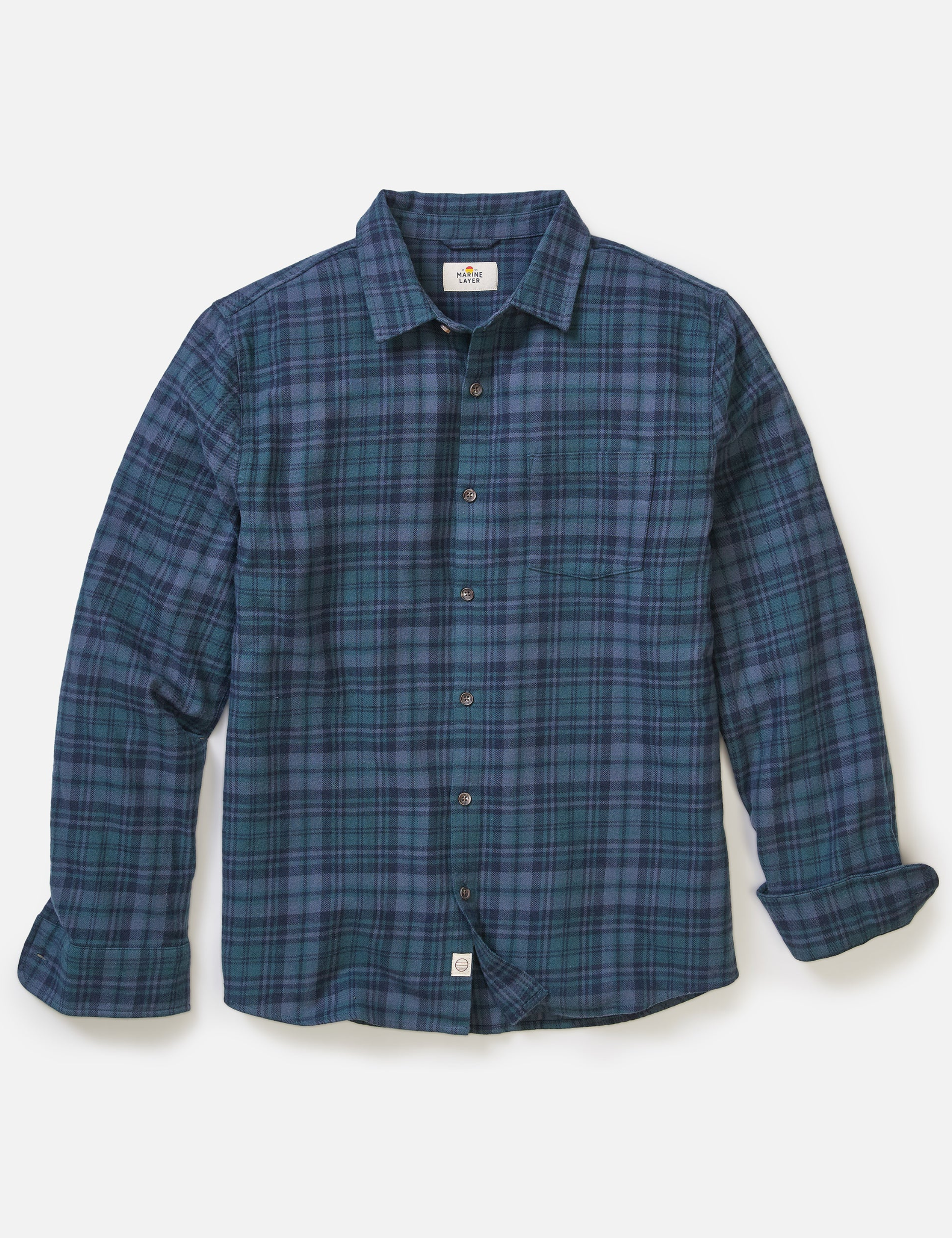 Marine Layer Tahoe Flannel Shirt Soft Long Sleeve Collared Button Up Pattern Fall Winter Men’s LS Tops for Men Green Navy Plaid Athens GA Georgia Kempt Menswear Store Near Me