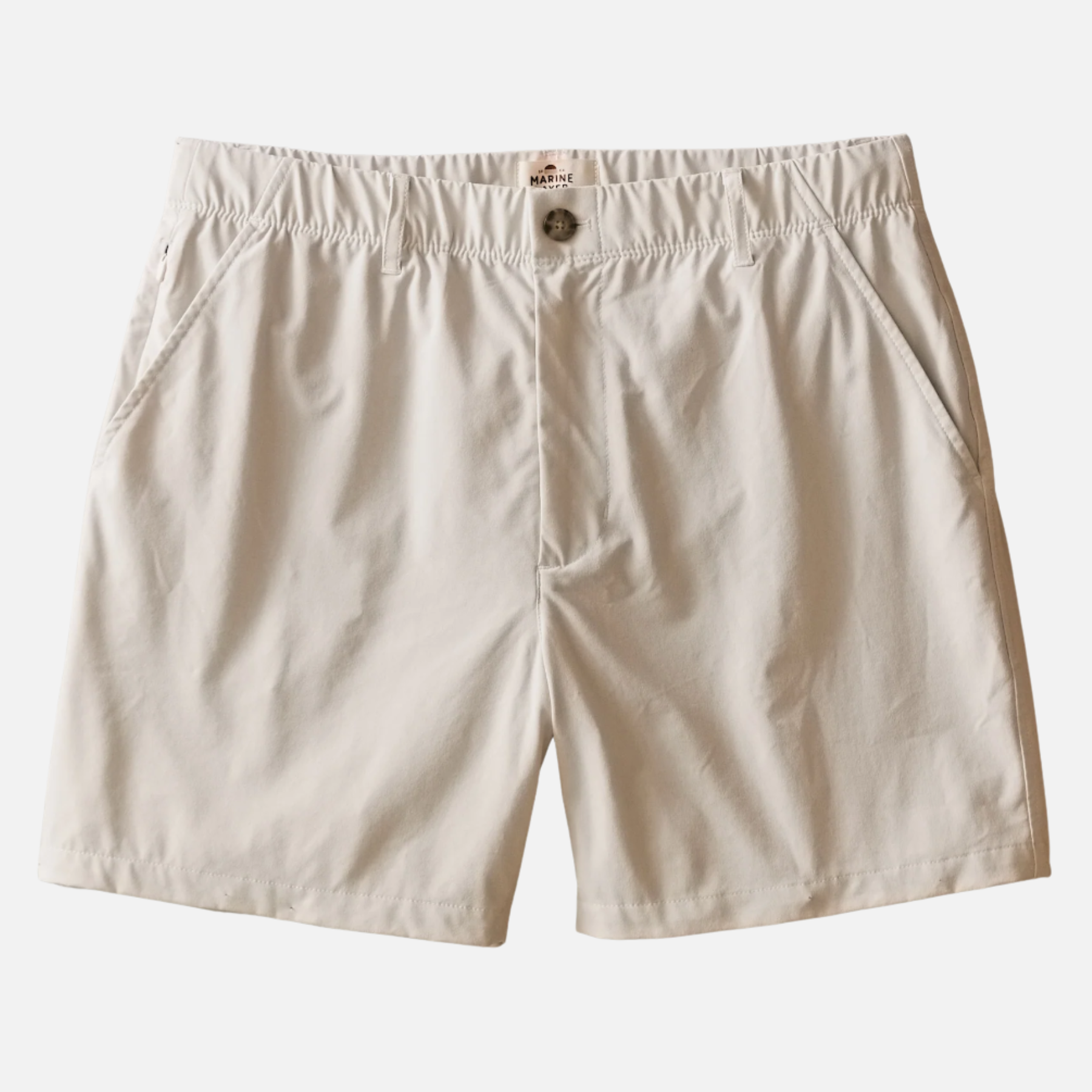 Marine Layer 5 Inch Inseam High Five Short Stone White Cream Men’s Shorts for Summer five inches inseam Vacation Bottoms for Men Athletic Performance Material Stretch Comfort Athens GA Georgia Kempt Menswear Store Near Me