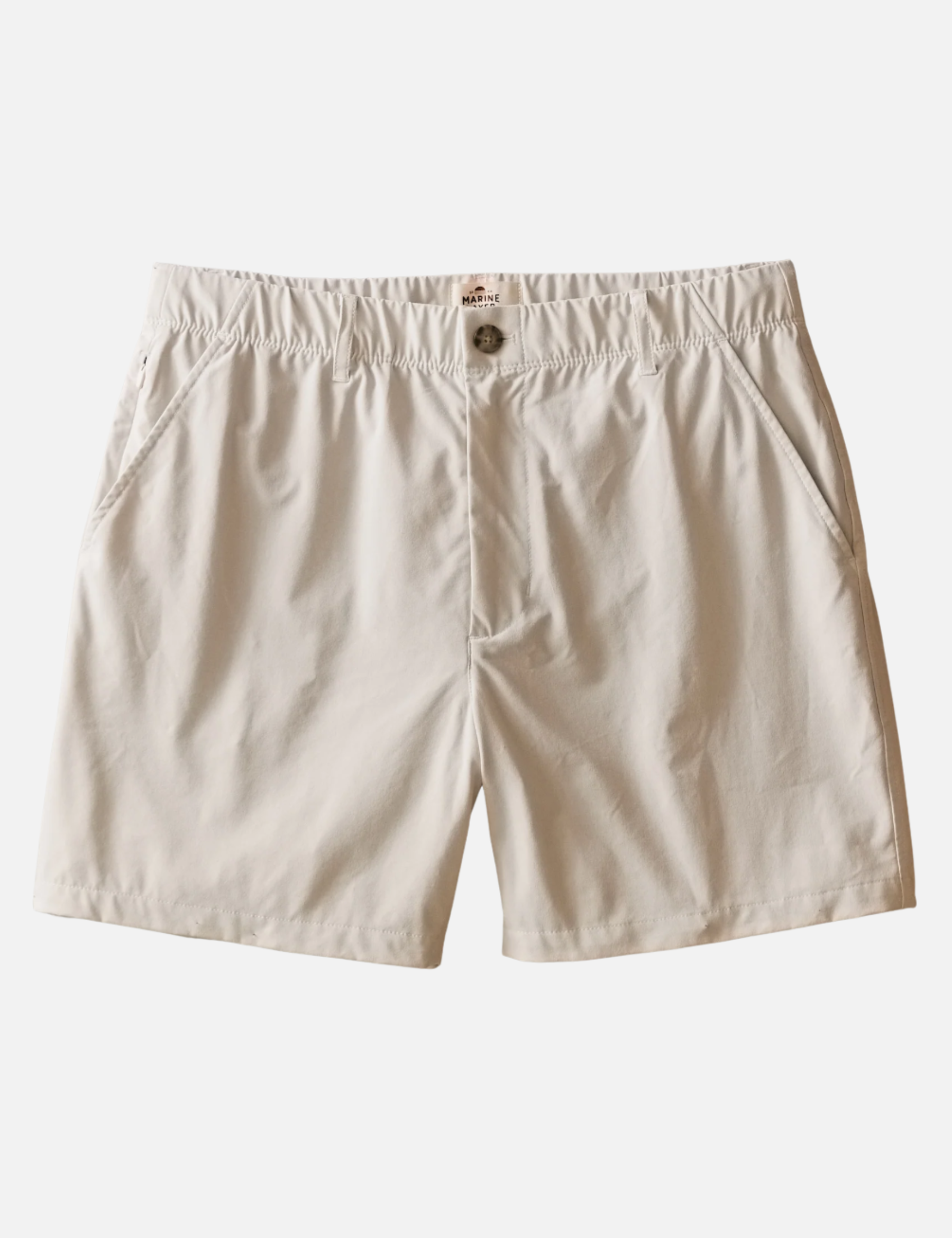 Marine Layer 5 Inch Inseam High Five Short Stone White Cream Men’s Shorts for Summer five inches inseam Vacation Bottoms for Men Athletic Performance Material Stretch Comfort Athens GA Georgia Kempt Menswear Store Near Me