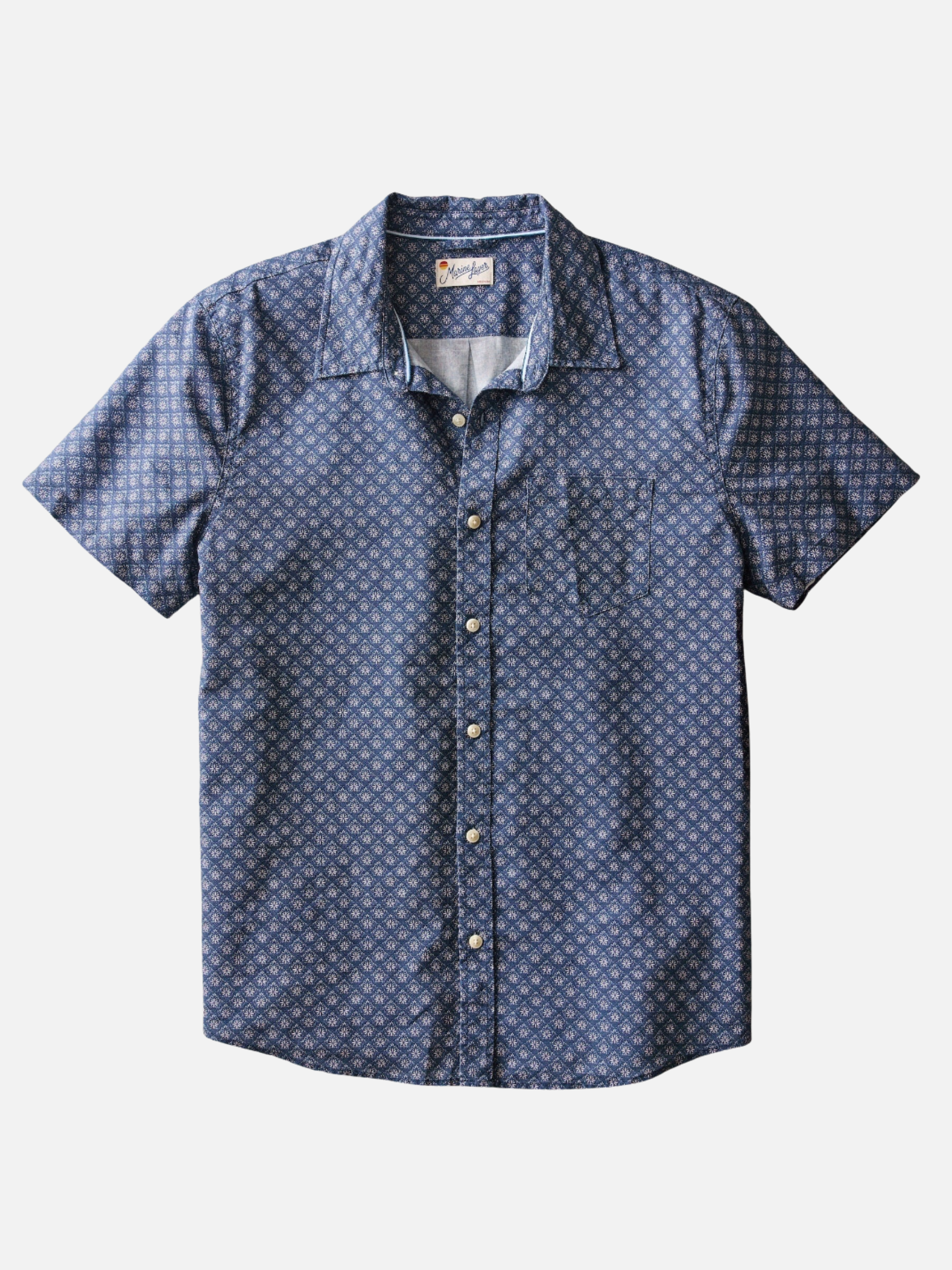 Marine Layer Better-Than-Linen Shirt - India Ink Diamond