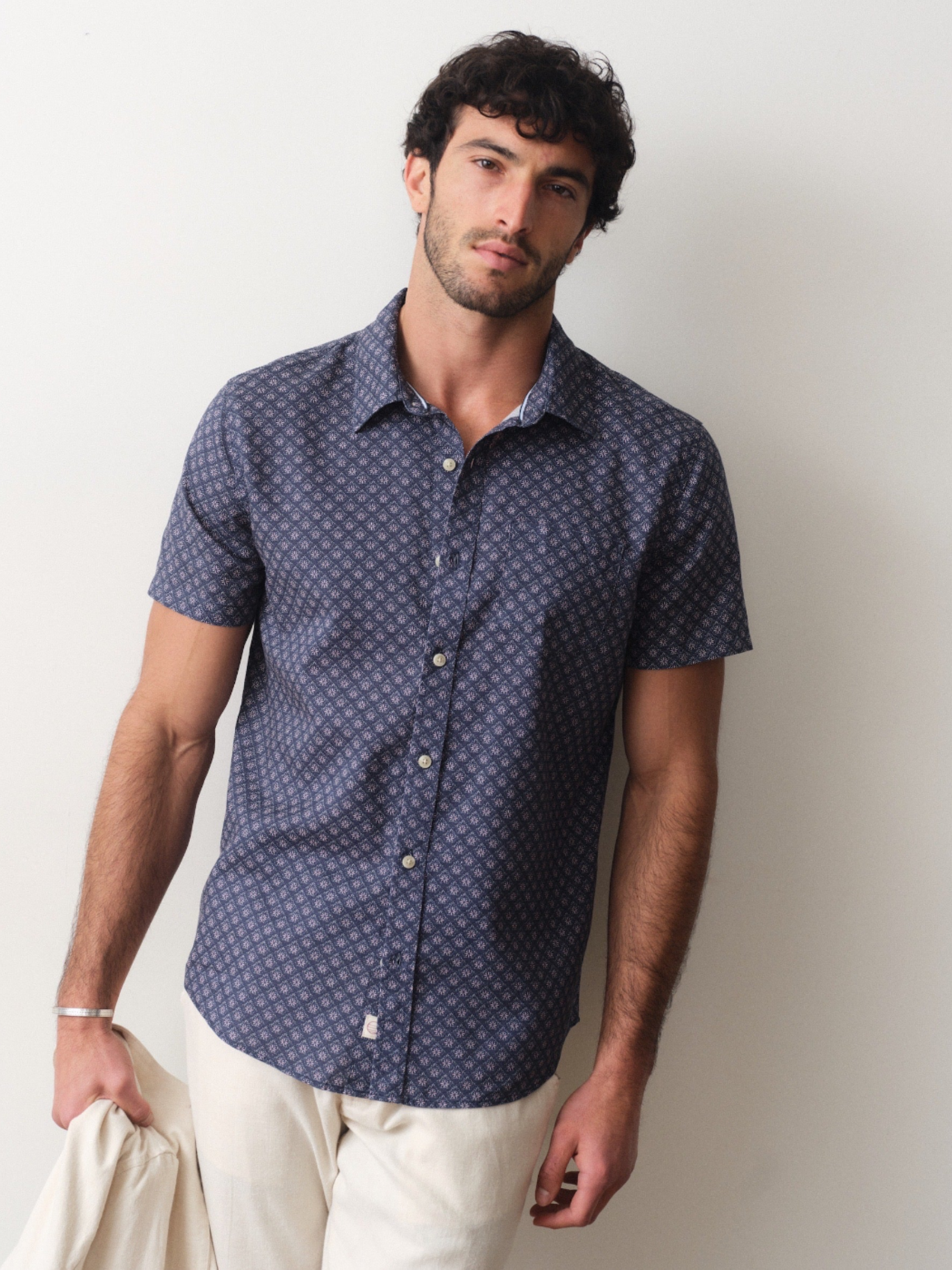 Marine Layer Better-Than-Linen Shirt - India Ink Diamond