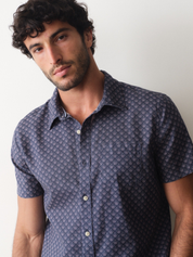 Marine Layer Better-Than-Linen Shirt - India Ink Diamond