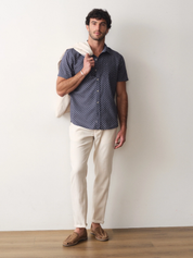 Marine Layer Better-Than-Linen Shirt - India Ink Diamond