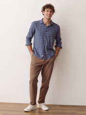 Marine Layer Class Stretch Selvage Shirt - Navy Windowpane