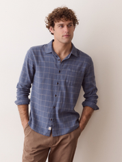 Marine Layer Class Stretch Selvage Shirt - Navy Windowpane