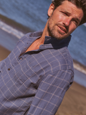 Marine Layer Class Stretch Selvage Shirt - Navy Windowpane